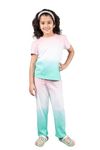 Tweeny Mini Kids Girls Pure Cotton Tie Dye Sleepwear|Cord Set | Night Suit | Night Wear | Night Dress | Top & Pajama Set Summer Wear Half Sleeves Combo Set (Pink-Green) (13-14 Years)