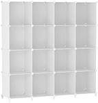 Lxvckly 16 Cube Storage Organizer Modular Storage Cubes Shelving Units, Portable Closet Organizers and Storage Shelf, Bookcase Bookshelf Shelves for Bedroom, Living Room, Kids' Room, Closet White