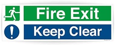 Pack of 1 Fire Exit Keep Clear Sign External (300 x 100 mm) Waterproof Self Adhesive Fire Exit Sign Fire Exit Keep Clear Sign Stickers Sara Prints®