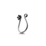 abhooshan 92.5 Sterling Silver Light Weighted Clip On Faux Nose Pin CZ Stones Nose Pin without Piercing for Girls and Women | With Certificate of Authenticity (Flower)