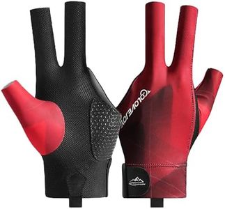 Wnddle Pool Glove Left Hand, Billiards Glove, Billiard Pool Gloves for Left Hand 3 Finger, Snooker Cue Sport Glove Popular Sizes for Men & Women (Red)