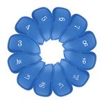 Andux 12pcs Synthetic Leather Golf Iron Club Head Covers with Number on both Sides MT/PU Blue