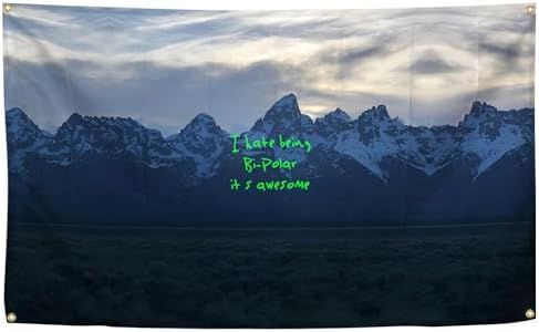 Kna F Ye Iconic Rap Music West Album Art Poster Cover For Tapestry With 4 Brass Lock Buckles 3×5FT Music Tapestries Hanging Dormitory Party Background Decoration Living Room Bedroom Home Decoration