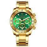 Gold Men's Luxury Green Face Stainless Steel Classic Business Series Watch for Man