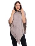 MANRA Women Solid Cape Coat Poncho (SC 21 Kashmiri Cap with Fur_Light Grey_Free Size)