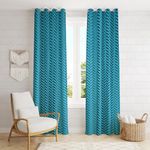 Ami Creation Aqua Velvet Room Darkening 7 feet Door Curtain for Living Room Bedroom Hall Summer Curtains, 7 feet Long, Aqua, Set of 1