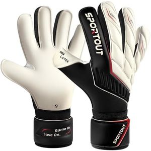 Sportout Youth&Adult Goalie Goalkeeper Gloves,Strong Grip for The Toughest Saves, with Finger Protect & 4+3MM Latex to Give Splendid Protection to Prevent Injuries,4 Colors (Black2.0, 8)