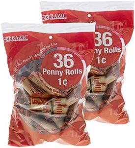 BAZIC Penny Coin Wrappers Rolls, Made in USA, Durable Preformed Paper Coins Tubes (36/Pack), 2-Pack