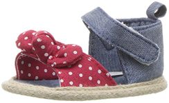 Luvable Friends Baby Girl Bow Sandal, Red Bow, 0-6 Months