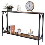 Priti - Narrow Console Entryway Table, Rustic Surface Skinny Sofa Table with Storage Shelves 47.25 x 9 x 29 Inches, for Hallway, Entryway, Living Room (2-Tier Console Table)