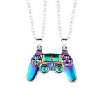 Magnetic Game Controller Necklace for Couple Matching Console Handle Pendant for Best Friends Friendship Valentine's Gifts Him and Her Lovers Jewelry, Metal, metal