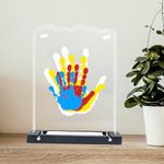 Family Handprint Ornament Kit - Personalized Gifts for New Parents, Family Gifts, Newborn Keepsake Baby Hand and Footprint Kit, New Mom & Shower Gifts, Non-Toxic Paint, Soft Night Light (Black)