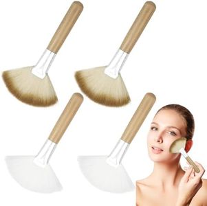 4 Pack Fan Brushes for Women Face Soft Bristle Highlighting Blush Brush with Long Handle Facial Applicator Brushes Face Makeup Tools for Loose Powder Highlighting Blush (2 Colors)