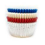 Scrumptious Sprinkles Jubilee Mix Cupcake Cases - 50, Red White Blue Silver,5141