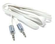 DRUT 2m 3.5mm Jack to Jack with Metal Plug AUX Stereo Audio Flat Cable Male to Male Tangle-Free Lead 6.5ft White