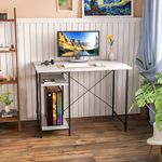 FURLAY Plank Office Desk and Study Table | 1 Year Warranty | Metal and Engineered Wood Desk for Adults & Students | DIY (White)