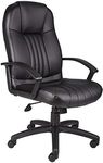 Boss Office Products B7641 High Back Leather Plus Chair in Black