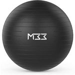 Mode33 Exercise Ball - 55 to 85cm Extra Thick Anti-Burst Yoga Ball with Hand Pump - Gym Ball for Fitness, Pilates, Pregnancy, Labour, Birthing Ball, Swiss Ball (L (75cm), Black)