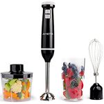 NETTA 3 in 1 Hand Blender, Whisk and Mini Chopper with 700ml Beaker - Powerful 600W - Electric Whisk, Immersion Mixer, 500ml Chopper Bowl - Stainless Steel Blades - BPA Free