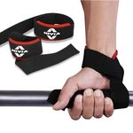 Nivia Weight lifting Strap with Wrist supporter for Gym, Powerlifting, Strength Training for Men & Women, Bar Straps for Deadlifting, Gym Equipment for Workout, Neoprene Padded Bar strap (Red/Black)