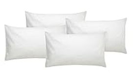 Sleep&Smile Polycotton Hollowfibre Non Allergenic Pillows With 4 Free Pillow Protectors- 4 Pack Made In The Uk