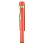 Hongdian M2 Mini Fountain Pen with Extra Fine Soft Golden Nib, Sleek Shape Aluminium Short Pocket Travel Pen (Orange Red)