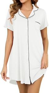 MTMHO Maternity Pajamas Button Down Nightgown Sleeping Gown Women Sleep Dress White L