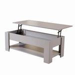 Home Source Coffee Table with Lift Up Top Storage Area and Magazine Shelf, Engineered Wood, Grey, 100cm