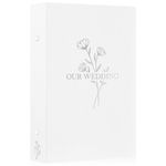 Lanpn Wedding Photo Album 4x6 300 Pocket Photos Slip in, Linen Cover Large Capacity Newlywed Marriage Album Hold 300 Horizontal Photos (Flower, White)