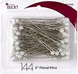 Cousin DIY White 3 inch Floral Pins Pearlized Ball Heads, 144 Pack