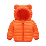 liangp Warehouse Deals Toddler Coat Lightweight Outfit Bear Ear Clothes Zipper Solid Outerwear Warm Girl Jacket Boy Clothing Thick Coat Warehouse Deals Orange