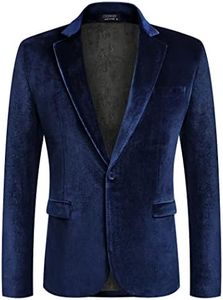 COOFANDY Velvet Sports Coat for Men Slim Fit Solid Suit Jackets Prom Tuxedo (Dark Blue XXXL)