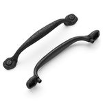 Hickory Hardware 5-1/16 Inch Pull, Handles for Kitchen Cabinet Doors, Bathroom & Dresser Drawers, Refined Rustic Collection, 5-1/16 Inch Hole Center, 6-15/16 Inch Center Total Length, Black Iron, 1 Pack