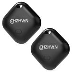CHZHVAN Key Finder, Wallet Tracker Works with Apple Find My (iOS only), Replaceable Battery, Water-Resistant, Bluetooth Item Finder for Bags, Luggage, Backpack (Black, 2 Pack)