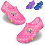 LavaRose Kids Slip-On Flashing Clogs - Blue, Pink and Purple LED Light Up Clogs for Kids (Pink,10)