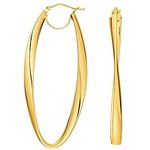 14K Gold 2mm Shiny Wavy Hoop Earrings