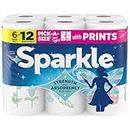 Sparkle Pick-A-Size Paper Towels, Spirited Print Design, 6 Double Rolls (660 Sheets Total) - Strong 2-Ply Towels for Kitchen Cleanup and Everyday Messes