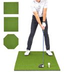 GoSports Golf Hitting Mat | 5x3 Artificial Turf Mat for Indoor/Outdoor Practice | Includes 3 Rubber Tees, Green