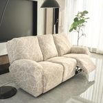 HOKIPO Polyester Blend 140Gsm Fully Covered Recliner Sofa Cover 3 Seater, Beige Abstract Geometry (Ar-4942-C3)