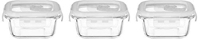 Amazon Brand - Solimo Airtight Borosilicate Glass Container Set (Transparent,3 Pieces, 350 ml)