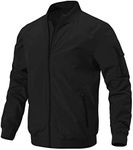 donhobo Men's Spring Autumn Casual Jackets,Lightweight Bomber Jacket Outdoor Sports Windbreakers Thin Baseball Coats with Zipper Pockets Black L