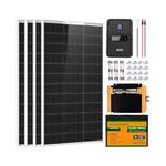 ECO-WORTHY Complete Solar Panel Kit 400W with 100W N-Type Bifacial Soalr Panel and 40A MPPT Charge Controller and 100AH LiFePO4 Bluetooth Battery and 1100W Solar Inverter for RV Cabin Van Home