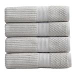 Springtree Home 100% Cotton Bath Towel Set of 4 | Super Soft & Absorbent with Quick-Dry Fibers | 4 Bath Towels |Textured and Durable Cotton | Krista Collection (High Rise Grey)