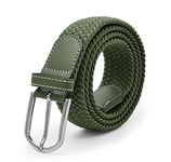 ZORO Stretchable Woven Fabric Belt For Men & Women, Fits On Upto 40 Inches Waist Size, Hole Free Design - Green