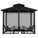 Mingfuxin Gazebo Universal Replacement Mosquito Netting Outdoor Gazebo Canopy 4-Panel Screen Walls with Zipper (Mosquito Net Only) (10' x 10', Black)