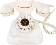 Retro Landline Telephone, Sentno 1960's Vintage Corded Dial Phone Classic Old Fashion Telephones Wired Desk Telephone for Office and Home (White)