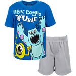 Disney Pixar Monsters Inc. Sully Mike Toddler Boys T-Shirt Mesh Shorts Blue/Grey 4T