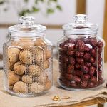 WEHXZP 3000 ml Glass JAR for Storage Random Design, Big Size Pop Jar Glass Tea Coffee & Sugar Container Pickle jar for Cookie Jar, with Air Tight for Kitchen Dried Masala, Honey (3 Ltr) || SET OF (2)