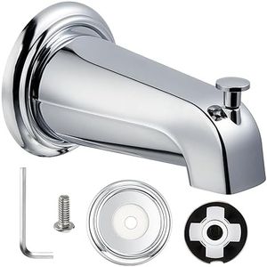 Dreyoo Slip On Diverter Tub Spout with Metal Cover Ring and Foam Gasket, Compatible with Kohler GP85556-CP, Bathroom Bathtub Faucet Set Replacement Fits 1/2'' Copper Water Tube (Polished Chrome)