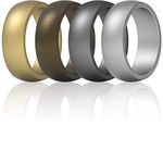 ThunderFit Mens Silicone Rings Wedding Bands - 4 Pack Classic & Middle Line (Men Bronze, Gold, Gun Metal, Silver, 8.5-9 (18.9mm))